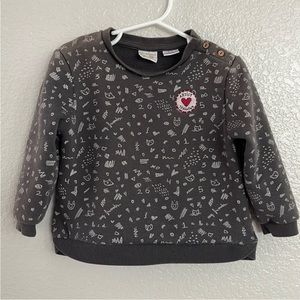 Zara Gray Print Fleece Lined Artist Training Sweatshirt